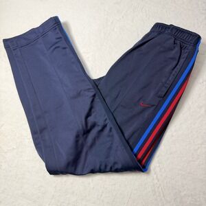 Nike Mens Track Pants Navy Blue Red Blue Side Stripe Zipper Cuff Size Medium